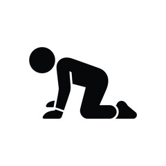 Crawling person icon simple black silhouette on white background