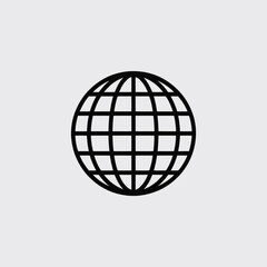 Simple Black and White Globe Icon for Global Communication Concepts