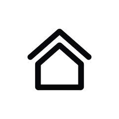 Simple Black and White Home Icon with Double Roof Line