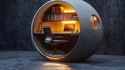 Futuristic Concrete Sphere Office Design