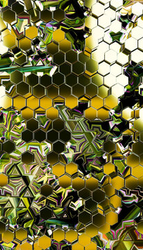 Abstract glowing hexagonal geometric pattern background render