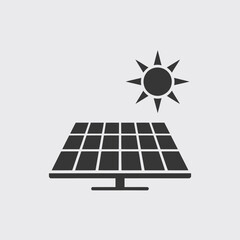 Solar Panel and Sun Icon for Renewable Energy Solutions