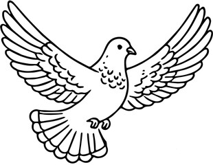  A simple black silhouette of a bird in flight with its wings spread against a white background.