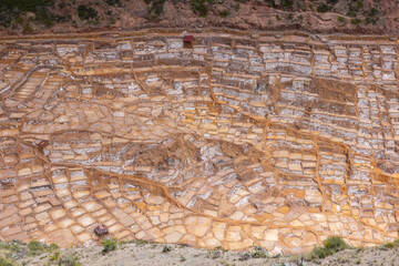 The detail of Salineras de Maras is made up of more than 3 thousand natural salt wells near the town of Maras, Cusco Relion, Peru