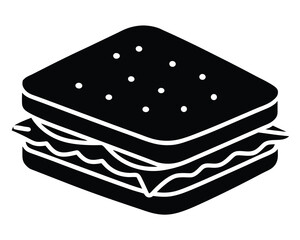 A black and white sandwich isolated on white background Ai Generated