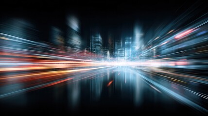 Blurring colorful city lights, revealing urban nightscape motion with dynamic speed effect and vivid illumination