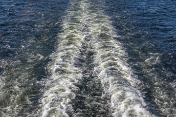 Sea Surface With Water Trail From Cruise Ship