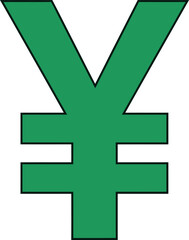 Green yen symbol finance and economy