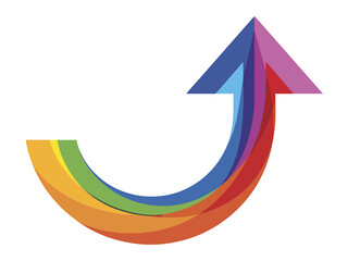 Colorful Upward Arrow Illustration on White Background Representing Growth and Progress with Vibrant Gradient Tones