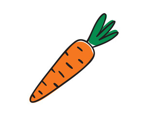 carrot icon doodle hand drawn. colorful cartoon carrot line drawing clipart symbol