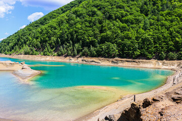 Toxic lake. Travel to unusual places.