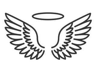 Angel Wings and Halo Simple Line Art Illustration Perfect for Spiritual Themes and Design Projects Featuring Divinity