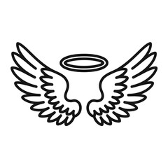 Fototapeta premium Angel Wings with Halo Vector Illustration for Religion Spirituality or Holiday Design Elements Simple Minimalist Aesthetic Aesthetic Design Black and White