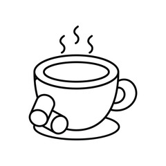 Hot Chocolate line icon with white background vector stock illustration