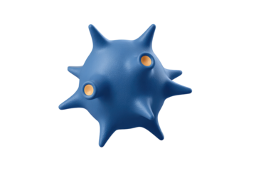 Unique blue sea creature model underwater art studio setting close-up. Isolated on transparent background, png.