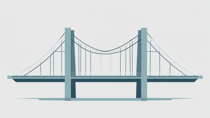 Fototapeta premium Simplified Suspension Bridge Illustration with Clean Lines on Gray Background