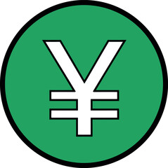 Obraz premium Green Yen Yuan Currency Symbol Circle