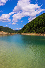 Toxic lake. Travel to unusual places.