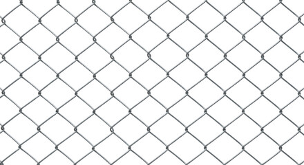 Fototapeta premium Silver metal chain link fence texture or pattern. Isolated on transparent background, png