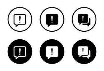 Important message icon in speech bubble. Chat alert with exclamation mark symbol. Warning notification concept in black circle