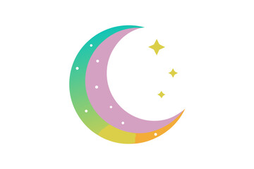 Obraz premium crescent moon glow with rainbow sparkles on white