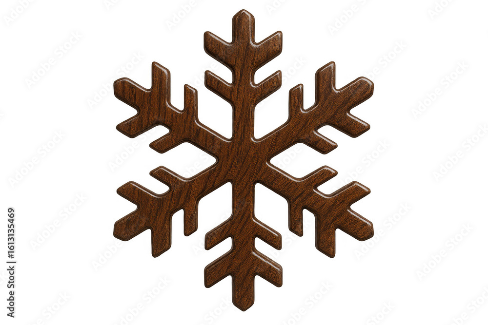 Poster 3d rendering of a wooden snowflake isolated on transparent background, perfect for winter and christ
