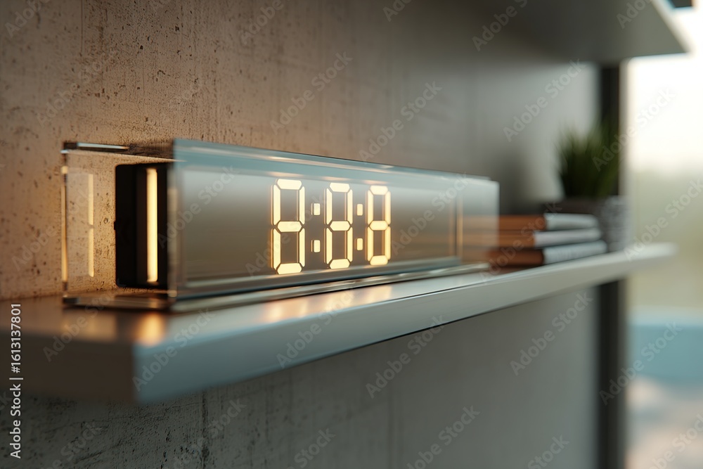 Wall mural modern digital clock displaying 