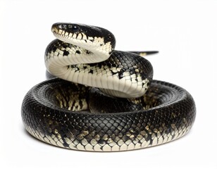 Obraz premium Ball Python Coiled on White Background