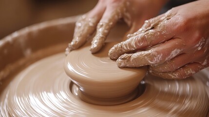 Hands shaping clay on a pottery wheel (1)