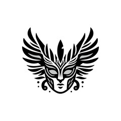 Fototapeta premium tribal mask symbolizing guardianship, with bold helmet shapes