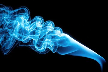 Fototapeta premium Abstract swirling blue smoke against black background (1)