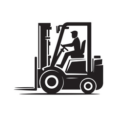 forklift vector silhouette clip art logo design illustration