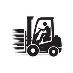 forklift vector silhouette clip art logo design illustration