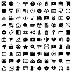 Social Media Communication UI UX Solid Icon Set. For user interface, new application.
