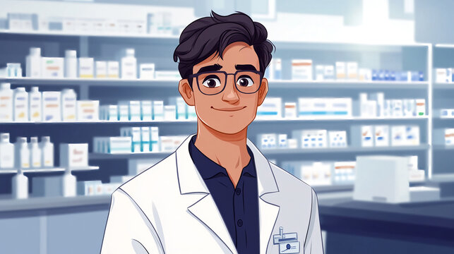 Friendly Pharmacist in Pharmacy Store Offering Healthcare Service