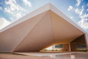 Modern exterior of the Oman Across Ages Museum in Manah, Sultanate of Oman , Manah, Oman - July 28...