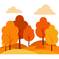 wide park landscape with orange forest in backgrou