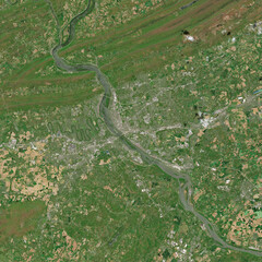 Satellite image of Harrisburg, the capital city of Pennsylvania, USA - contains modified Copernicus Sentinel Data (2025)