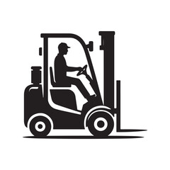 forklift vector silhouette clip art logo design illustration