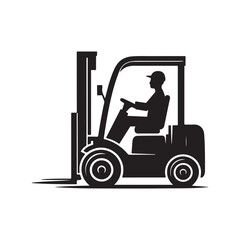 forklift vector silhouette clip art logo design illustration