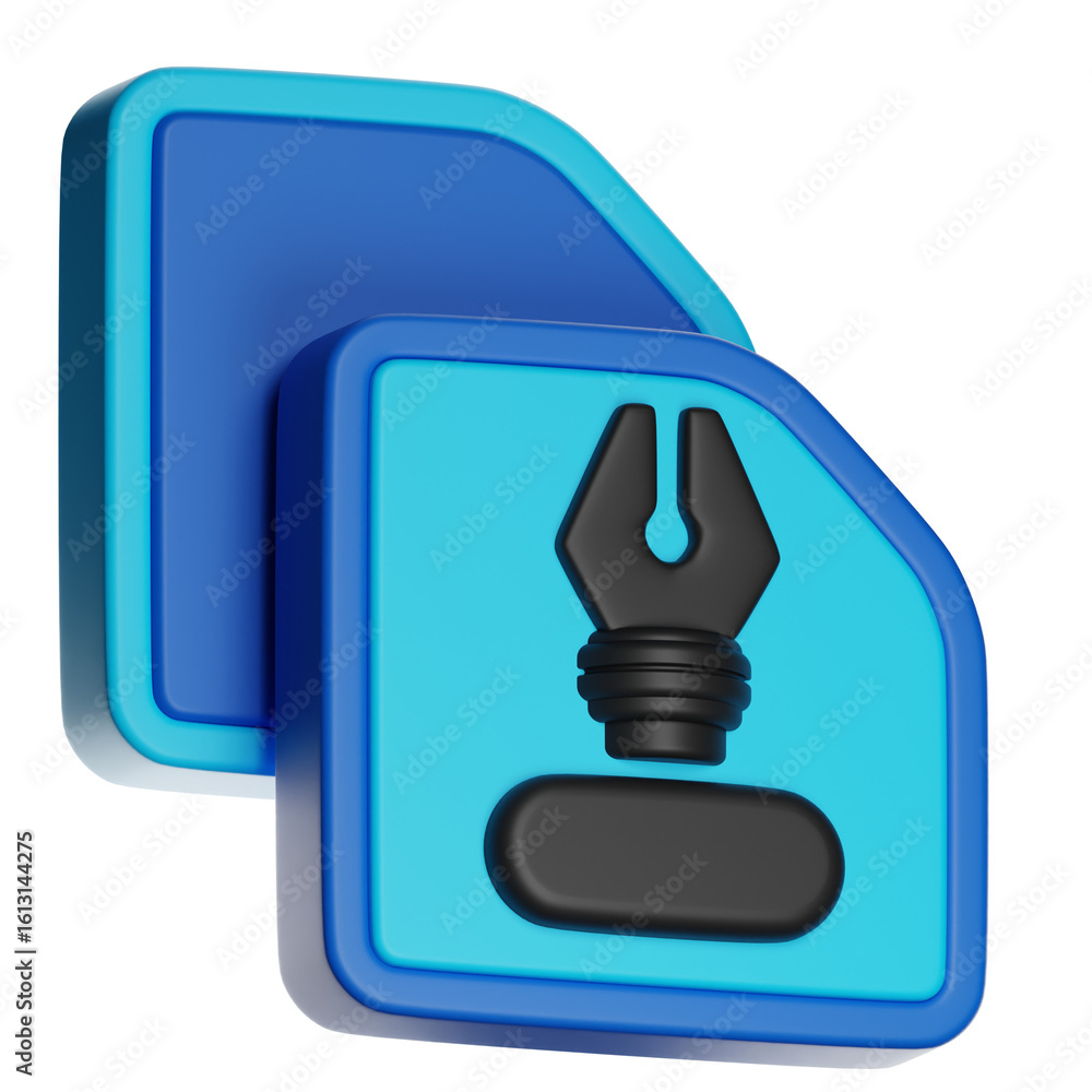 Poster car service app icon showing a pen tool and button on transparent background