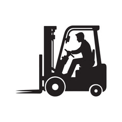 forklift vector silhouette clip art logo design illustration