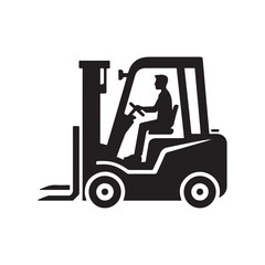 forklift vector silhouette clip art logo design illustration