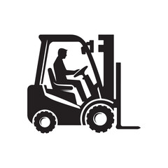 forklift vector silhouette clip art logo design illustration