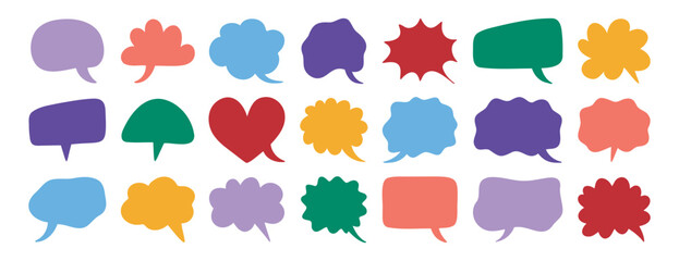 Colorful communication speech bubbles silhouette set. speech bubble doodle funny collection 