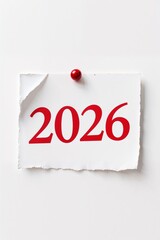 2026 calendar with a red-marked date on a white background. High-res, minimal style with subtle paper texture and curled edge. Symbolizes urgency, deadlines, or key events