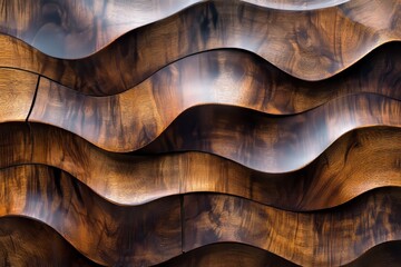 Decorative wooden waves create an elegant surface texture in contemporary interior design spaces