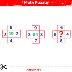 Math puzzle with numbers and question mark for children s education
