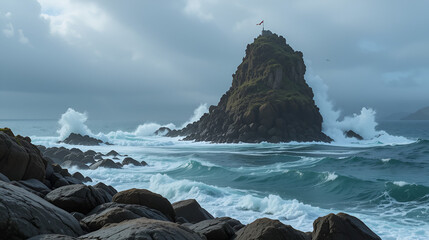 indomitable fortitude and unwavering endurance of rocks and coastal milieu as they valiantly endure ceaseless onslaught of waves and tides