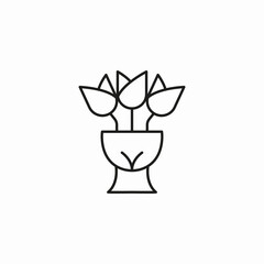 flower pot tulips icon sign vector